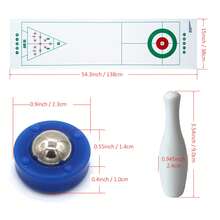1 Set Grünes 54,3-Zoll-3-in-1-Spielset: Curling, Shuffleboard und Bowling – Spannende Familienunterhaltung mit 6 farbenfrohen Rollen und 10 Bowlingkegeln – Ideales Weihnachts- oder Thanksgiving-Geschenk