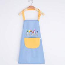 1 件适合 6-8 岁儿童的美术课绘画罩衣，适合幼儿园儿童绘画围裙，适合身高 1.1-1.3 米左右的儿童