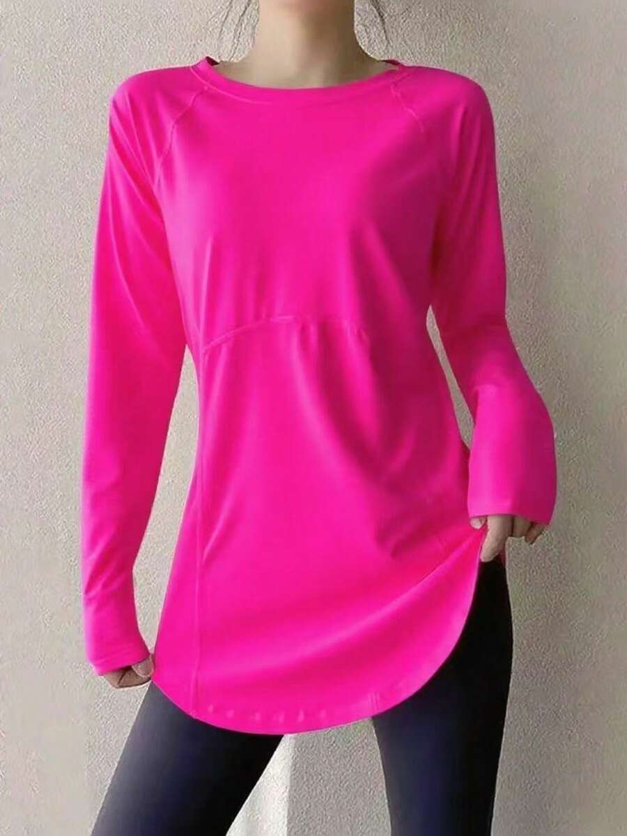 Women's Fitness Yoga Top, Quick-Dry Sports Shirt, Suitable For Running, Gym Workout, Stretchy Compression Base Layer Spring