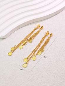 1 Pair Fashionable European & American Minimalist Geometric Hollow Tassel Earrings, Suitable For Daily Wear