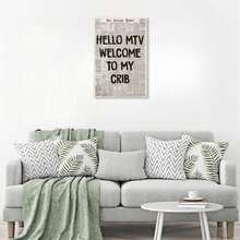 1pc Canvas Poster Vintage Newspaper Aesthetic Wall Decor Hello MTV, Welcome To My Crib Art Print Painting Room Decoration Spatial Aesthetics Wall Art Gift For Him - 無框架風格 - 查看 7