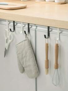 5pcs Multifunctional Hooks, Cabinet Door Hook Storage Rack, Stainless Steel Hook Door, Bathroom Storage Rack, Punch-Free Removable Hooks Suitable For Holiday Wreaths, Hangers, Storage Racks, Towels, Keys, Bathroom Hooks