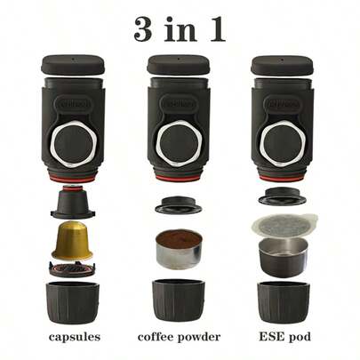 Portable Coffee Maker, Rich Coffee Oil, Manual Coffee Machine Without Electricity, 2-In-1 Capsule And Ground Coffee Maker, Compact Size, Lightweight, Suitable For Travel, Outdoor, Home, Dorm, Office, Multi-Scenario Use