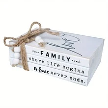 قطعة واحدة من مجموعة كتب زخرفية خشبية، كتب مزيفة ريفية بلون أبيض وأسود مشوه مزينة بخرز وشرابات، مصنوعة يدويًا من خشب الأرز مع شعارات إلهامية، بشكل مستطيل قابل للتثبيت، مناسبة لطاولة القهوة والمدفأة والرف والصينية وغرفة المعيشة ومكتب المنزل والمكتب والدراسة والرف الكتب والعرض على الطاولة، هدية عيد الميلاد والزفاف والاحتفال بالمنزل الجديد، بطراز قديم وحديث وبسيط وفني ديكو، ديكور منزلي عام - متعدد الألوان - مشاهدة 15