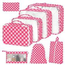 8 Set Travel Essentials, Suitcase Organizer Bags, Packing Cubes, Storage Bag, Travel Organizer Bags, Vacation Essentials, Travel Accessories, Cruise Essentials, Beach Essentials, Purse Essentials, School Supplies, Suitable For Organization And Storage - 紅粉格子 - 查看 1