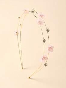 1 buc. bandă de păr cu cristale dublu strat pentru fete, accesoriu de păr cu margini subțiri și florale dulci, agrafă de păr la modă din aliaj, potrivită pentru uz zilnic și de sărbători - Bandă de păr cu strasuri în strat dublu - Vizualizare 5