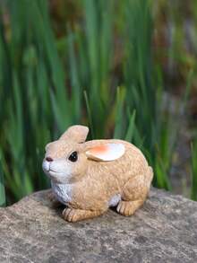 1pc Simulation Rabbit Family Statue Easter Resin Rabbit Ornaments Outdoor Courtyard Garden Desktop Decoration Crafts Rabbit Animal Sculpture Gift - Multicolor - View 12