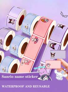 300张Sanrio Kuromi卡通防水姓名贴纸，学校用品非粘性标签，儿童可爱手写文具贴纸 - 彩色 - 查看 4