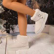 Damen Schwarze Mode Schneestiefel, flache warme Winterschuhe, kurze Winterstiefel