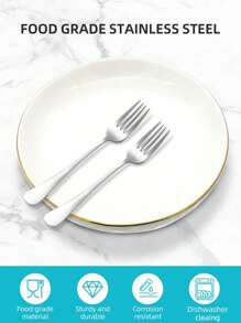 2/6/12 件装银色不锈钢叉子，沙拉/开胃菜/甜点叉，适用于家庭厨房、餐厅、酒店、婚礼、派对和日常使用，不锈钢餐具，银质餐具套装，厨房用品，可用洗碗机清洗