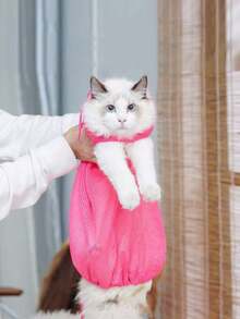 宠物洗澡袋可调节多功能涤纶便携式宠物美容袋猫洗澡袋网状猫美容淋浴袋可调节猫咪清洗袋猫浴清洁袋防抓宠物指甲修剪 - 彩色 - 查看 7