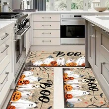 1 pieza Felpudo de Halloween, estampado abstracto de fantasma, animal y calabaza de dibujos animados, antideslizante de diatomita, alfombra de cocina, felpudo, alfombra rectangular impresa en 3D, adecuada para sala de estar, dormitorio, pasillo, baño, lavandería, decoración del hogar interior y exterior - Multicolor - Ver 3