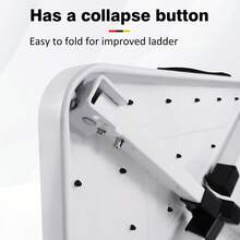 Vandise Heavy Duty Steel Step Stool Ladder - Foldable Compact Portable Platform Ladder With Non-Slip Pads For Adults & Kids - Multi-Functional Small Stool For Kitchen Bathroom Camping Office (Can Sit On) | Adjustable Steel Step Stool | Folding Metal Ladder With Anti-Slip Surface | Compact Multi-Purpose Stool For Home Use - White - View 3