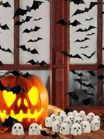 5pcs/10pcs/20pcs White Ghost Figurine Set, Resin Small Ornaments, Halloween Party Garden Decor, Micro Landscape Paving Stones, Gift Decorations