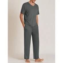 Latuza Men's Soft Pajama Set Viscose Short Sleeves Top With Pants