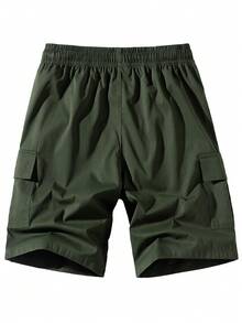 1pc Men's Multi-Pocket Summer Cargo Shorts, Casual Drawstring Waist Shorts Sports - Army Green - View 5