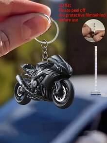 2/1 酷炫摩托车钥匙扣，2D 平面亚克力装饰 - 钥匙扣，汽车钥匙扣，适合喜欢装饰的朋友，完美的礼物，适合家居和节日装饰，理想的生日和派对礼物，适合生日、周年纪念日、派对礼物 - 彩色 - 查看 3
