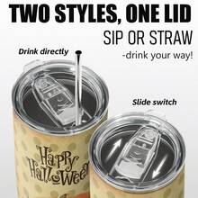 A Halloween Element Pumpkin Witch Pattern Stainless Steel Car , Easy To Carry, Large Capacity, Suitable For Travel, Car, Student Water Cup, Halloween Holiday Gifts - Multicolor - View 5