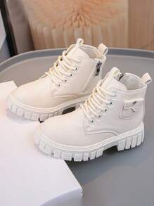 Zapatos para niños, elegantes botas de princesa para niñas, botas pequeñas cómodas de suela suave para bebés y niños pequeños. - Blanco - Ver 1