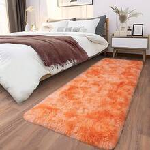 Soft Fluffy Shag Throw Area Rug, 2x4 Black, Non-Slip Bedroom, Hallways, Bedside, Dorm, Living Room - Long Shaggy Rug - Warna Oranye Tie-Dye - View 5