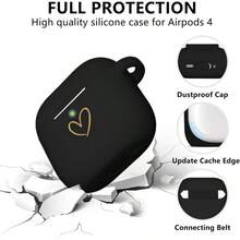 DCompatible AirPods 4 Case Cover Soft Silicone Case With Gold Heart Pattern For AirPods 4th Generation With Cute Butterfly Keychain For Girls Women Black 7001 - màu đen - Xem 2