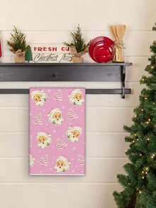 40*60cm Weihnachts-Geschirrtuch, süßes Weihnachtsmann-Muster dekoratives Handtuch, saugfähiges Reinigungstuch für Weihnachtsküche & Bad, Doppelnutzen Feiertags-Dekorationstuch - Verschiedenfarbig - Übersicht 7