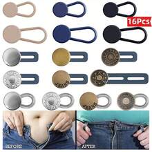 6/16/24Pcs Button Waist Extender, Multi-Size Adjustable Elastic Pants Button Extender, Seamless Flexible Denim Belt Extender - Multicolor - View 15