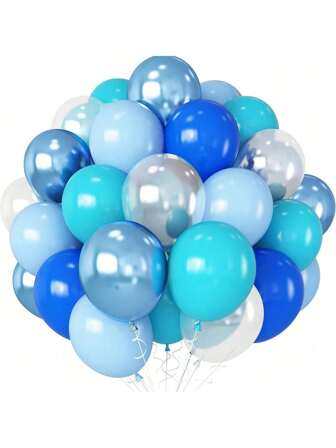 15/40/55pcs Metallic Light Blue, Pearlescent White, Helium Filled Latex Balloons In Shades Of Green And Blue, Suitable For Gender Reveal Parties, Bachelor/Bachelorette Parties, Celebrations, Baby Showers, Graduations, Anniversaries, Independence Day, Bridal Showers, Christmas, Valentine's Day, Mother's Day
