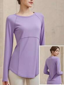 Women Fitness Yoga Top, Quick Dry Shirt For Running, Gym & Workout, Stretchy Compression Base Layer