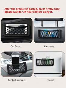 1 件/3 件汽车座椅侧面储物网袋，带双面弹力绳 - 塑料，适合大多数车辆 - 彩色 - 查看 6