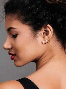 6 أزواج من أقراط الحلق النحاسية البسيطة والزركونيا المكعبة للنساء، أقراط مجوهرات مناسبة للاستخدام اليومي والحفلات والشاطئ، بطراز بسيط