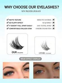 MEM 300/270片装簇状假睫毛，大容量，30D+40D+50D/40D+60D+80D/60D+80D+100D D型卷翘，长度8-16毫米，DIY睫毛簇，自然妆效，浓密纤长，超柔软轻盈，可重复使用，单节睫毛，睫毛嫁接套装，适合旅行、日常佩戴（新手友好）、婚礼、约会、派对、节日，也是圣诞节/万圣节/送礼佳品。 - 黑色 - 查看 9