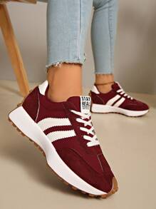 Retro Thick Sole Sneakers, Thickened Upper, Suitable For Running, Women - Red - View 3