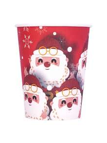 10pcs/20pcs/50pcs Christmas Paper Cups Red Santa Claus Drinking Cups Christmas Winter Hot Cold Drinkware Party Supplies Beverage Hot Cocoa Chocolate Drinking For Xmas Merry Christmas New Year Decorations - Multicolor - View 8