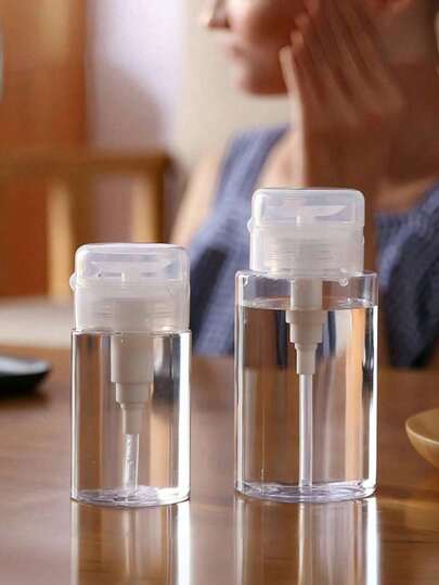 1 Stück transparente Nagellackentferner Flasche mit Luftpumpe, drückbarer verschließbarer Spender, tragbare Make-up Entferner Aufbewahrungsflasche, Kosmetik Organizer, Weiß - Reise Accessoire