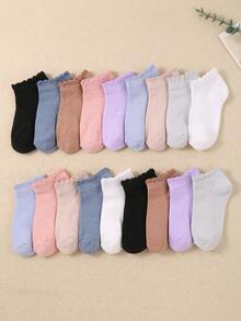 9 Pairs Girls' Breathable Boat Socks - Solid Colors With Lace Trim, Soft & Comfy For School, Play, Party - Cute Kids Sock Gift Set (Forest Style) Kids Socks Ankle - Multicolor - View 1