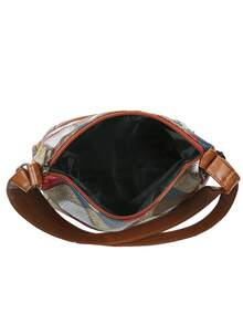 新款女士休闲单肩包 PU 皮革拼接斜挎包，时尚简约 - 彩色 - 查看 3