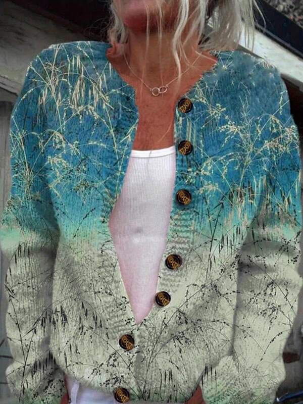 1 pieza Suéter de punto con estampado de estrella de dibujos animados, versátil para uso casual, oficina, citas, vacaciones, otoño/invierno