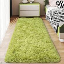Soft Fluffy Shag Throw Area Rug, 2x4 Black, Non-Slip Bedroom, Hallways, Bedside, Dorm, Living Room - Long Shaggy Rug - Green - View 1