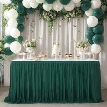 1pc Polyester Ruffled Table Skirt, Suitable For 48/72/96/108/168 Inch Rectangular Tables, Wrinkle-Resistant And Easy To Clean, Ruffle Hem Design, Ideal For Birthday, Party, Wedding, Bridal Shower, Celebration Decor - Multicolor - View 12