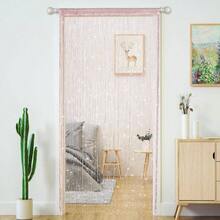 Blackout Curtains For Bedroom Privacy And Light Blocking Patterned Curtains For Modern Home Decor String Curtains For Doorways Glitter Beaded Curtains Door Sparkle Beads Curtain Open Closet Laundry Hanging Hippie Glisten Beads Window Girls Panel Light Pink 39"*79" In Rod Pocket Curtains For Easy Installation - 粉色 - 查看 1