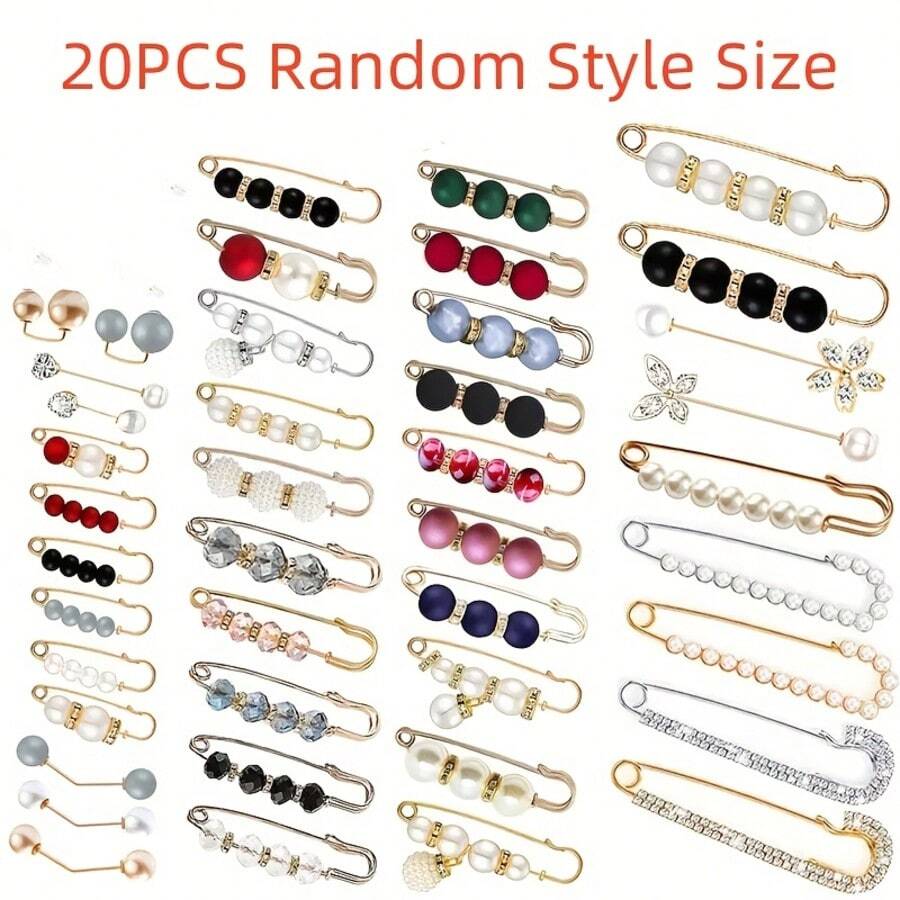 20个/包多功能腰夹，随机尺寸组合套装，随机包装，用于调整腰线，固定衣服，吊带，裙子，防闪裤夹，适合日常佩戴和作为礼物 - 彩色 - 查看 1