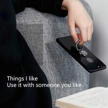 1 件 360° 可旋转磁性车载手机指环支架，锌合金多功能可折叠懒人桌面手机指环支架，兼容 、Android 手机，生日、家人、朋友礼物手机握持手机支架 - 彩色 - 查看 3