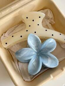 2个/1个女士亚克力波点黄色大理石纹花朵发夹，简约时尚设计，适合丸子头、海滩、旅行、夏威夷风情，日常佩戴也合适（波点随机）。时尚发饰爪夹女士发夹休闲发夹花朵发夹，适合秋季、冬季、度假装扮，夏季适用。 - 彩色 - 查看 4