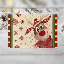 4/6 piezas de manteles individuales con temática navideña, hechos de colores vibrantes y patrones de animales, manteles individuales resistentes al calor y antideslizantes para reuniones en el hogar, comidas en interiores, cocina, fiestas, campamentos, decoración de mesa festiva