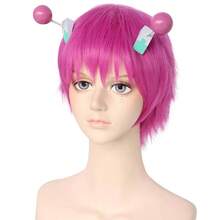 Hair Cap+(2 Hairpins) Saiki K Wig For Cosplay Saiki K Hair Clips Short Pink Wig Pink Cosplay Wigs For Men Women Synthetic Hot Pink Hairs Wigs For Anime Halloween Costume Party - 白色 - 查看 3
