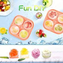 (Limited Time Offer) 1pc Baking Mold, Cake/Chocolate/Jelly/Pudding Mold With 4 Cavities, Rose Flower Ice Cube Tray With Lid, Silicone Ice Cube Tray, Suitable For Birthday Party, Gifts, Beverages, Coffee, Cocktails, Whiskey, Handmade Soap. Ice Cube Tray Can Make Soft Ice Cubes. - Multicolor - View 10
