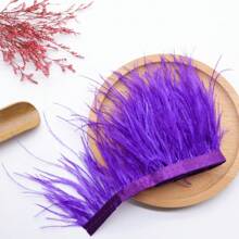 1米/39.37英寸人造羽毛饰边DIY婚纱羽毛丝带工艺品手工缝制流苏服装配饰8-10厘米