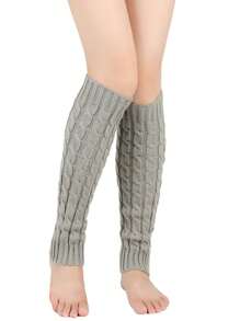 1pair Plush With Wool Fried Dough Twists Socks Knitted Wool Warm Leg Boots