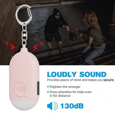 New Personal Alarm, Women's Self-Defense Alarm, Outdoor Portable Alarm, Keychain Accessory, Self-Defense Keychain, Rechargeable Personal Alarm (130mAh Battery Capacity), Compact & Elegant Design, Flashlight, 130dB High-Decibel Alarm, LED Flashing Light, Suitable For Women And Elderly As Emergency Call Device